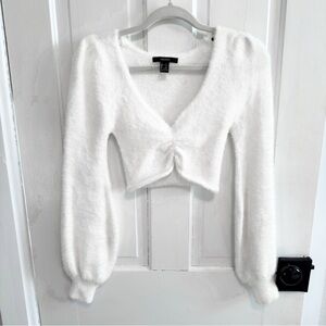 Forever 21- White Fuzzy Knit Top